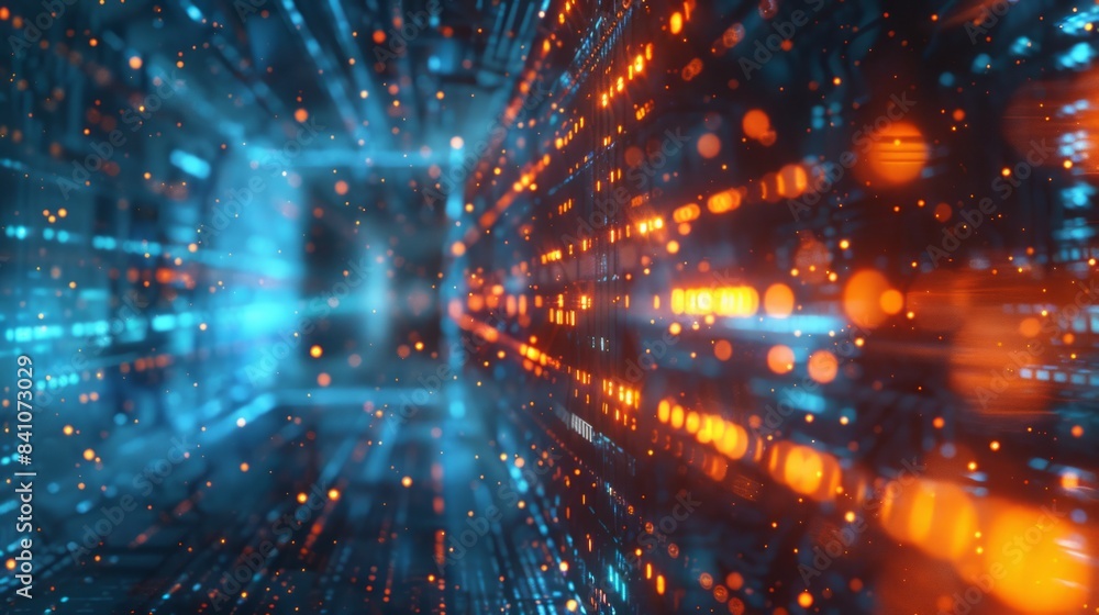 Poster hologram of data technology structure background. 3d rendering 3d illustration
