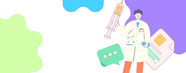 Doctor examines patient flat vector concept operation hand drawn illustration
