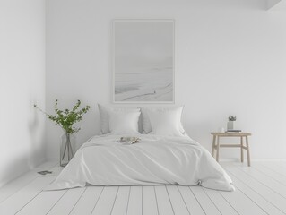 Minimalist and Cozy Bedroom with Natural Accents and Bright Ambiance