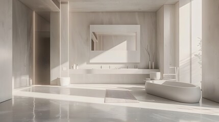 Fototapeta premium Minimalist and Elegant Modern Bathroom Interior Design with Bathtub and Sink