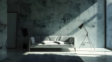 Minimalist and Modern Living Room Interior Design with Cozy Furniture and Natural Lighting