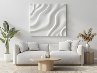 Minimalist and Serene Living Room with Neutral Tones and Natural Accents