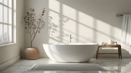 Minimalist and Serene Modern Bathroom with Bright Natural Lighting and Elegant Decor