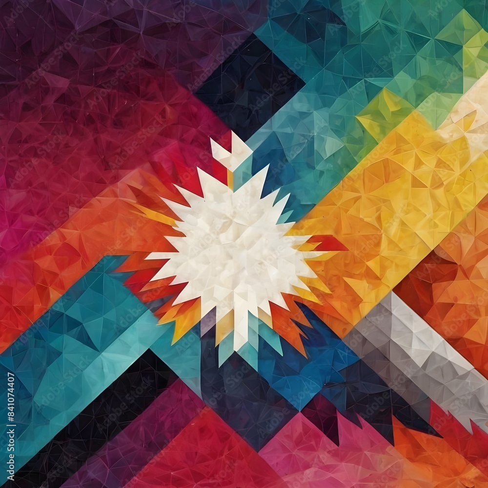 Poster explore geometric style backgrounds—sharp angles, interlocking shapes, vibrant colors. this dynamic 