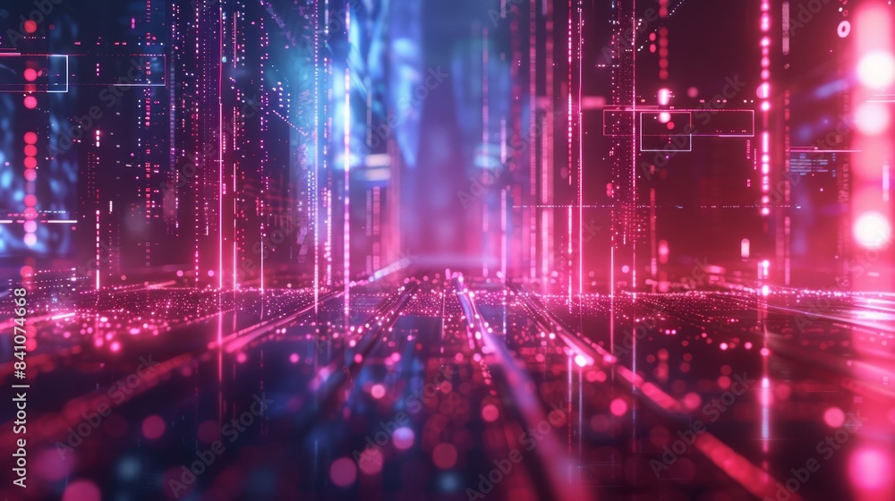 Poster hologram of data technology structure background.