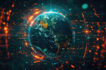 Obraz premium digital illustration of the Earth surrounded by glowing connections, symbolizing global connectivity
