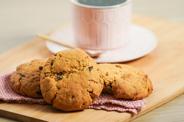 chocolate chip cookies and coffee