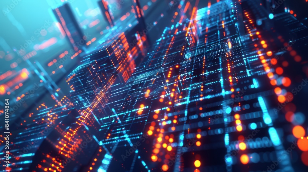 Poster hologram of data technology structure background.