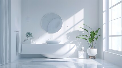 Fototapeta premium Minimalist Bright and Airy Interior with Natural Lighting and Serene Atmosphere