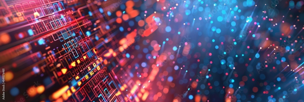 Poster hologram of data technology structure background.