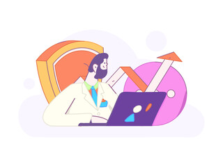 Doctor examines patient flat vector concept operation hand drawn illustration
