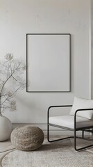Minimalist Living Room with Modern Decor and Framed Wall Art