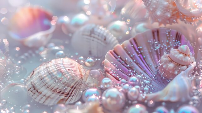 Digital technology glitter shell pearl poster background