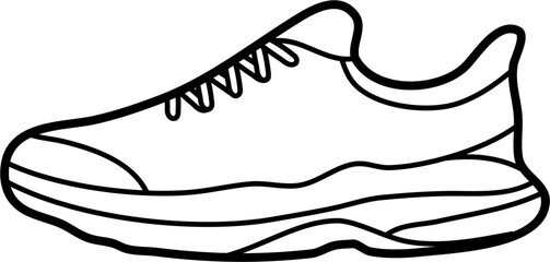 all-terrain running shoes vector outline illustration