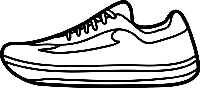 black and white running shoe outline clip art preview