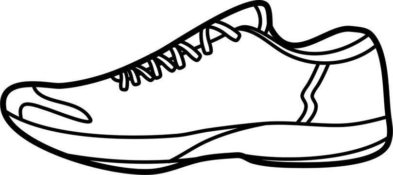 black and white running shoe outline clip art preview