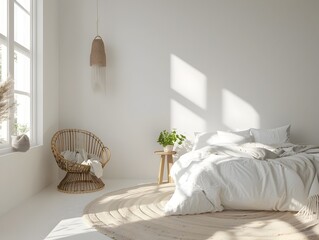 Serene and Cozy Bedroom in Modern Minimalist Interior Design