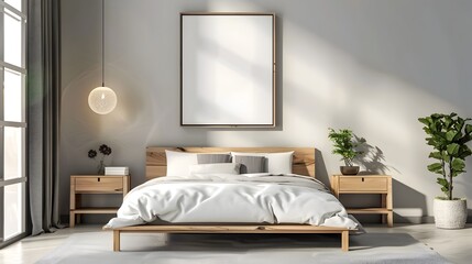 Serene and Cozy Bedroom with Minimalist Decor and Natural Accents