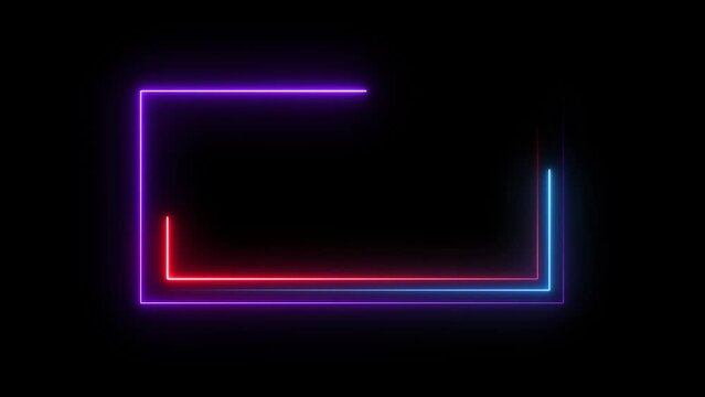 Abstract moving neon rectangle frame animation and seamless loop neon line rectangle border frame.