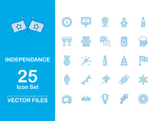 Independance Day icons set design with white background stock illustration