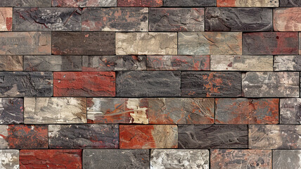 brown, grey and red firebrick wall background, wall grunge design 