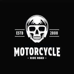 motorcycle skull helmet logo design vintage retro style