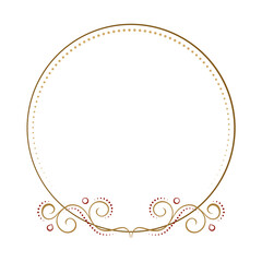Vector round floral frame with vintage style curves and swirls decoration.