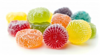sour candies Isolated on white background. Colorful and delicious desserts concept for designer