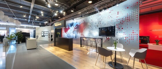 trade show features a contemporary event stand, highlighting the latest trends and innovations in the industry
