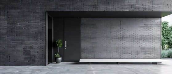 modern dark brick building stands tall, blending contemporary design with timeless materials