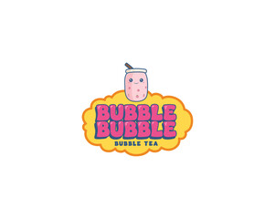 Bubble tea drink mug logo