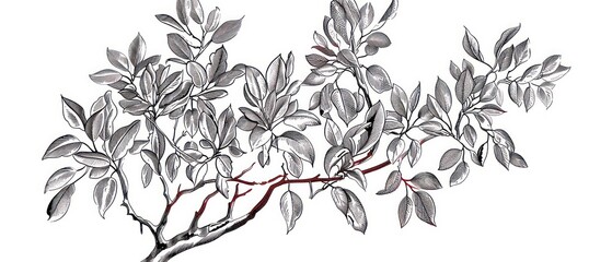 Elegant vintage tree drawings in black and white stand out beautifully against a pristine white background