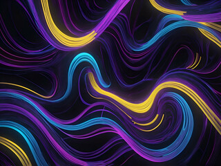 Fototapeta premium Abstract Morphing neon blue, purple,yellow lines 3d rendering illustration