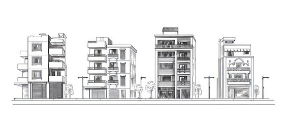 architecture building hand drawn sketches