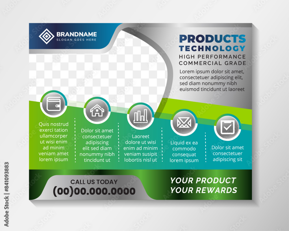Poster creative website header or banner with space to add image. fully editable flyer layout to product te
