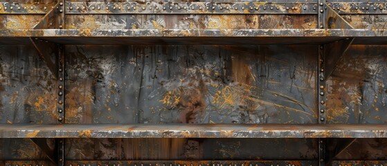 Steel shelf texture features sleek, industrial lines, perfect for modern designs seeking durability and functionality