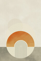 Retro-inspired zen boho abstract geometric design in a muted earthy color palette