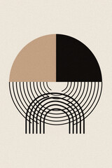 Retro-inspired zen boho abstract geometric design in a muted earthy color palette