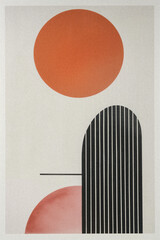 Simple abstract geometric print with organic shapes in a muted earthy colour palette