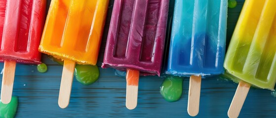 popsicles in an array of colors, evoking the joy of summertime treats and refreshing sweetness