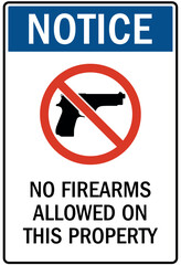 Gun safety sign no firearms allowed on this property