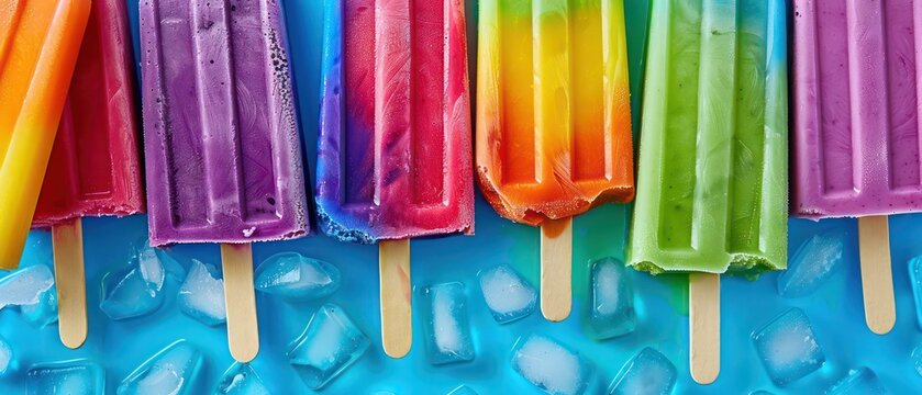 popsicles in an array of colors, evoking the joy of summertime treats and refreshing sweetness