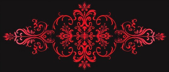 red victorian ornament, black background