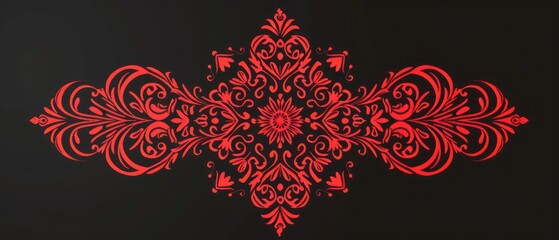 red victorian ornament, black background
