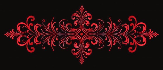 red victorian ornament, black background