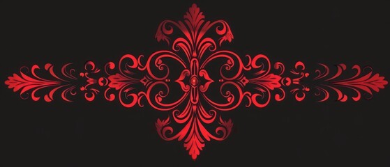red victorian ornament, black background