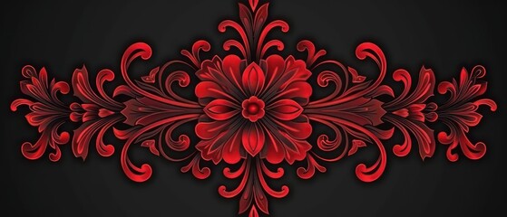 red victorian ornament, black background