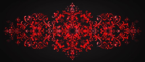 red victorian ornament, black background