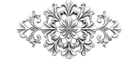 silver victorian ornament, white background