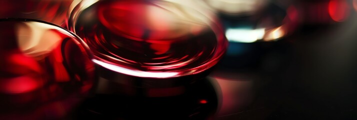 extreme macro photo of clean polished glass, edges with light from four different colors, depth of field, blurred, dark pink and dark red, blur background, natural colors, aspect ratio 3:1, banner,